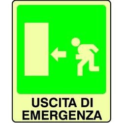 CARTELLO ALLUMINIO USCITA DI EMERGENZA SX FOTOLUMINESCENTE  MIS. 300x200