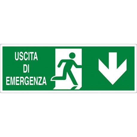 CARTELLO ALLUMINIO USCITA DI EMERGENZA SOPRA PORTA ISO MIS.350X12,50