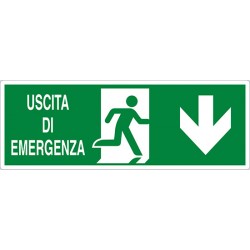 CARTELLO ADESIVO  USCITA DI EMERGENZA SOPRA PORTA ISO MIS.350X12,50