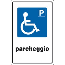 Cartello alluminio con rifrangente classe 1 cm 45x30 P PARCHEGGIO (disabili)