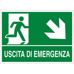 Cartello alluminio cm 30x20 USCITA DI EMERGENZA SCENDERE DX