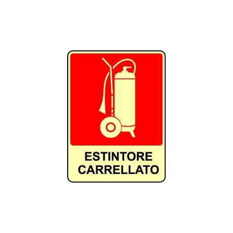 CARTELLO ALLUMINIO ESTINTORE CARRELLATO FOTOLUMINESCENTE  MIS. 230X290