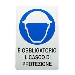 CARTELLO ALLUMINIO E' OBBLIGATORIO IL CASCO DI PROTEZIONE MIS. 300X200