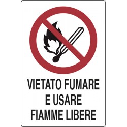 Cartello alluminio cm 300x200 vietato fumare e usare fiamme libere