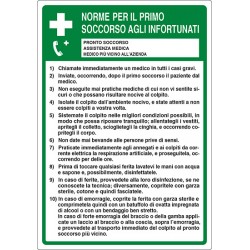 Cartello alluminio NORME PER IL PRIMO SOCCORSO AGLI INFORTUNATI mis. 50x35